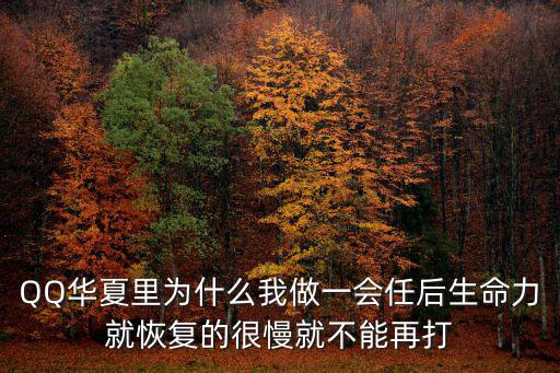 QQ華夏里為什么我做一會(huì)任后生命力就恢復(fù)的很慢就不能再打