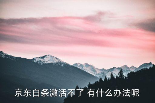 京東白條激活不了 有什么辦法呢