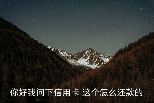你好我問下信用卡 這個(gè)怎么還款的