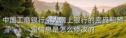 中國工商銀行個人網(wǎng)上銀行的密碼和預留信息是怎么修改的