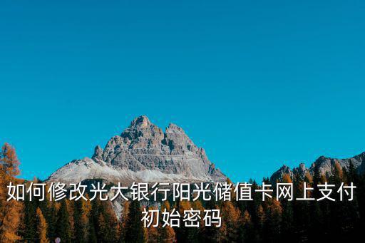 如何修改光大銀行陽光儲值卡網(wǎng)上支付初始密碼