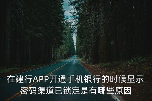 在建行APP開通手機(jī)銀行的時(shí)候顯示密碼渠道已鎖定是有哪些原因