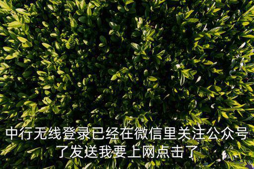 中行無線登錄已經(jīng)在微信里關(guān)注公眾號了發(fā)送我要上網(wǎng)點(diǎn)擊了