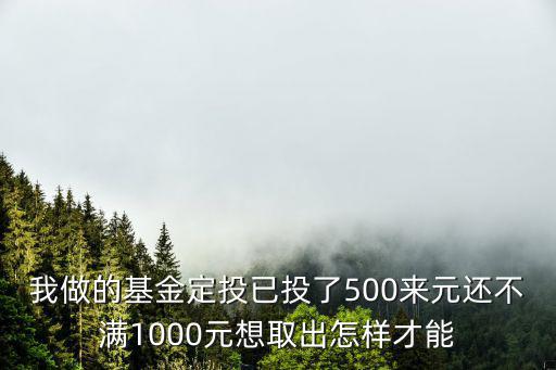 我做的基金定投已投了500來元還不滿1000元想取出怎樣才能