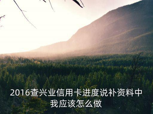2016查興業(yè)信用卡進(jìn)度說補(bǔ)資料中我應(yīng)該怎么做