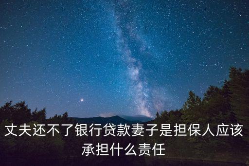 丈夫還不了銀行貸款妻子是擔(dān)保人應(yīng)該承擔(dān)什么責(zé)任