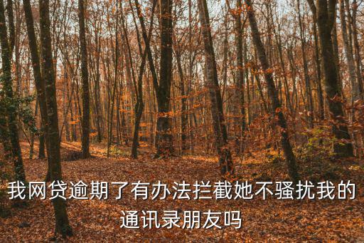 網(wǎng)貸催收攔截怎么辦理，我網(wǎng)貸逾期了有辦法攔截她不騷擾我的通訊錄朋友嗎
