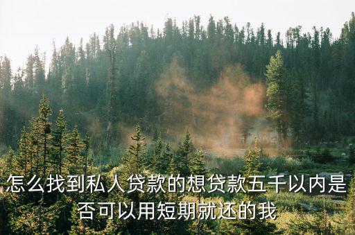 怎么找到私人貸款的想貸款五千以內(nèi)是否可以用短期就還的我