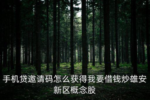 手機(jī)貸邀請碼怎么獲得我要借錢炒雄安新區(qū)概念股