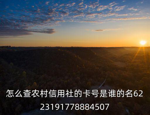 農(nóng)村信用社卡號怎么查詢，怎么查農(nóng)村信用社的卡號是誰的名6223191778884507