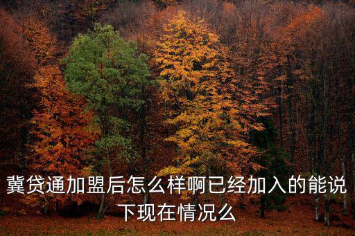 冀貸通加盟后怎么樣啊已經(jīng)加入的能說(shuō)下現(xiàn)在情況么