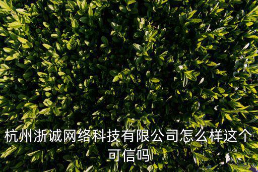 杭州浙誠(chéng)網(wǎng)絡(luò)科技有限公司怎么樣這個(gè)可信嗎