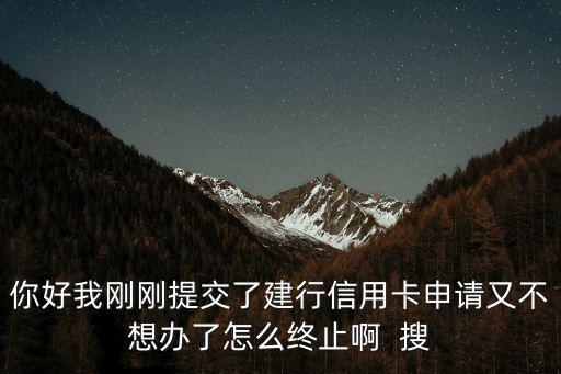 你好我剛剛提交了建行信用卡申請又不想辦了怎么終止啊  搜