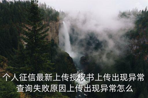 個(gè)人征信最新上傳授權(quán)書(shū)上傳出現(xiàn)異常 查詢(xún)失敗原因上傳出現(xiàn)異常怎么