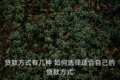 貸款方式有幾種 如何選擇適合自己的貸款方式