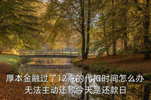 厚本金融過了12點的代扣時間怎么辦無法主動還款今天是還款日