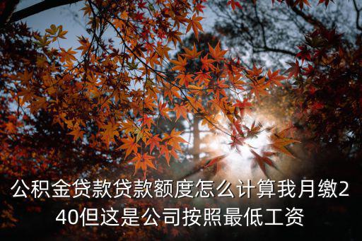 知道工資怎么算公積金貸款額度，公積金貸款貸款額度怎么計算我月繳240但這是公司按照最低工資