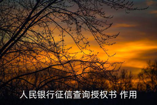 人民銀行征信查詢(xún)授權(quán)書(shū) 作用