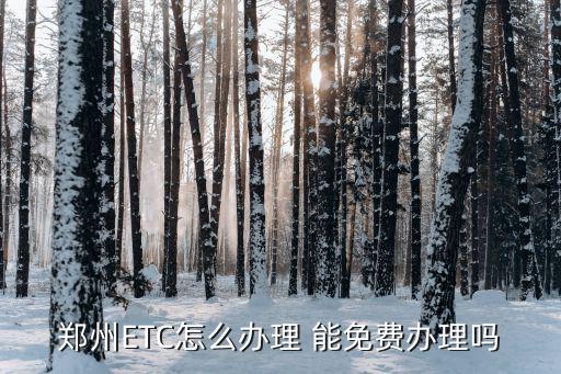 鄭州ETC怎么辦理 能免費辦理嗎