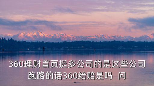 360理財(cái)首頁挺多公司的是這些公司跑路的話360給賠是嗎  問