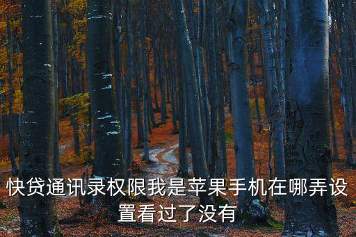 快貸通訊錄權限我是蘋果手機在哪弄設置看過了沒有