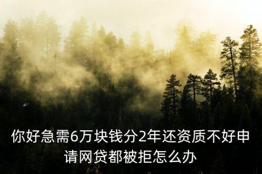 你好急需6萬塊錢分2年還資質(zhì)不好申請(qǐng)網(wǎng)貸都被拒怎么辦