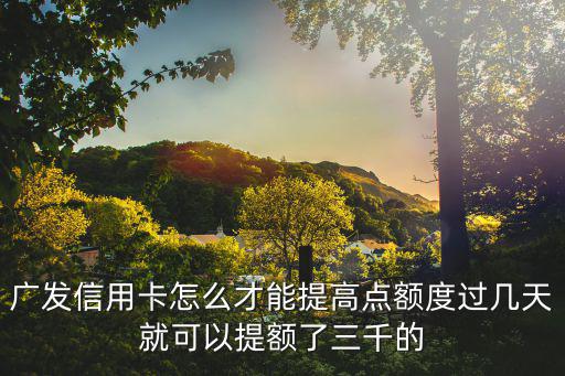 廣發(fā)信用卡怎么才能提高點(diǎn)額度過幾天就可以提額了三千的