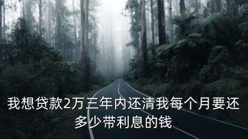 我想貸款2萬三年內還清我每個月要還多少帶利息的錢