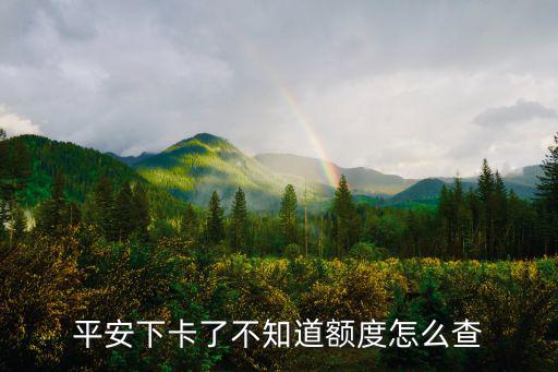 平安怎么查可用額度嗎，平安下卡了不知道額度怎么查