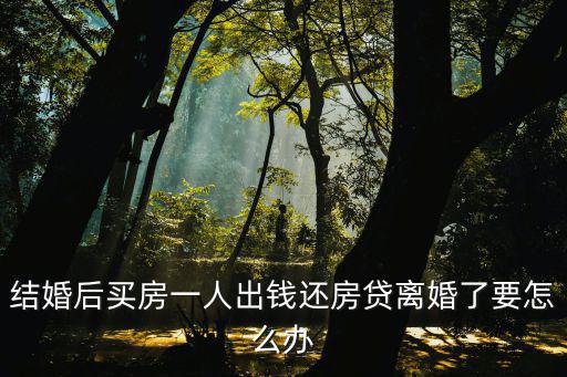結(jié)婚后買房一人出錢還房貸離婚了要怎么辦