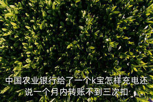 中國(guó)農(nóng)業(yè)銀行給了一個(gè)k寶怎樣充電還說一個(gè)月內(nèi)轉(zhuǎn)賬不到三次扣