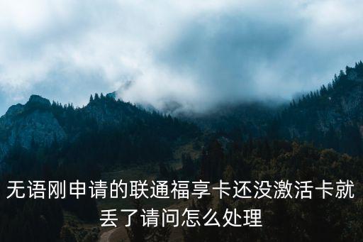 無語剛申請的聯(lián)通福享卡還沒激活卡就丟了請問怎么處理