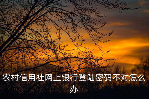 信用社網(wǎng)銀登錄密碼忘記了怎么辦，農(nóng)村信用社網(wǎng)上銀行登陸密碼不對怎么辦