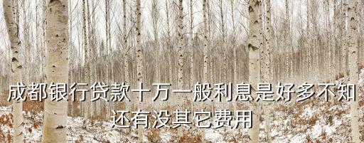成都銀行貸款十萬一般利息是好多不知還有沒其它費(fèi)用