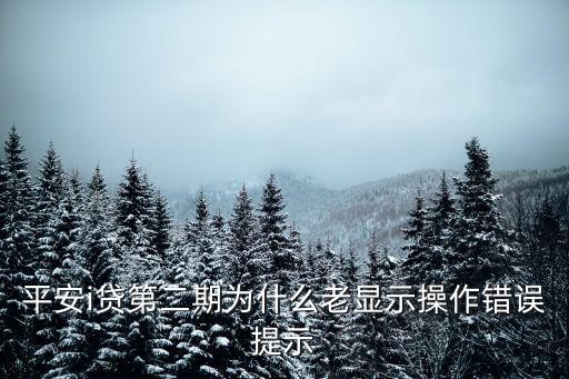 平安i貸第二期為什么老顯示操作錯誤提示