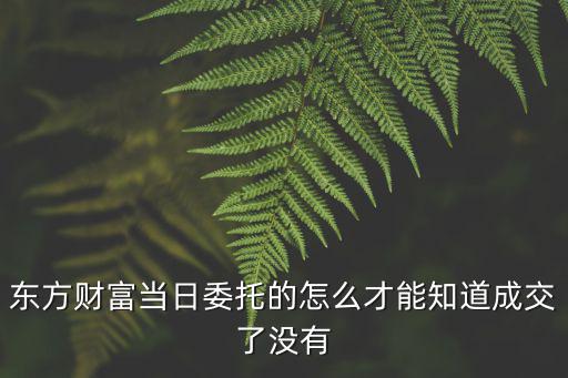 東方財(cái)富當(dāng)日委托的怎么才能知道成交了沒有