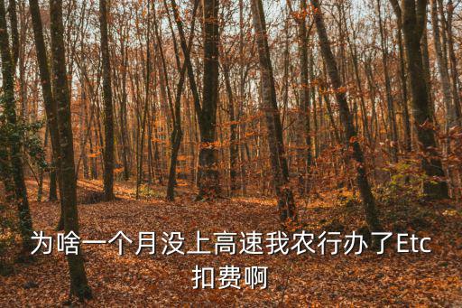為啥一個月沒上高速我農(nóng)行辦了Etc扣費(fèi)啊