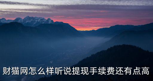 財(cái)貓網(wǎng)怎么樣聽(tīng)說(shuō)提現(xiàn)手續(xù)費(fèi)還有點(diǎn)高