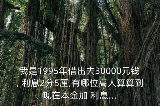 我是1995年借出去30000元錢, 利息2分5厘,有哪位高人算算到現(xiàn)在本金加 利息...
