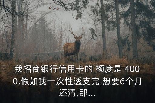 我招商銀行信用卡的 額度是 4000,假如我一次性透支完,想要6個月還清,那...