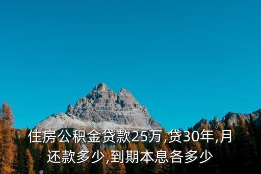 住房公積金貸款25萬,貸30年,月還款多少,到期本息各多少