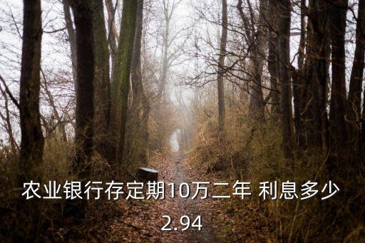 農(nóng)業(yè)銀行存定期10萬(wàn)二年 利息多少2.94