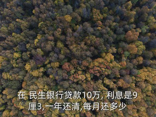 民生貸貸卡月利息多少錢(qián)