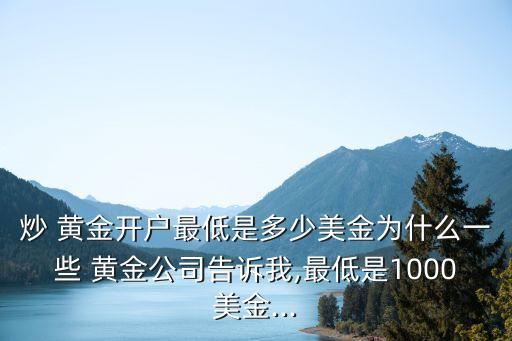 炒 黃金開戶最低是多少美金為什么一些 黃金公司告訴我,最低是1000美金...