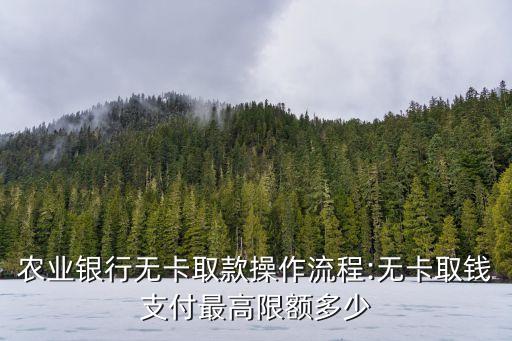 農(nóng)業(yè)銀行無卡取款操作流程:無卡取錢支付最高限額多少