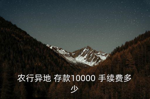 農(nóng)行異地 存款10000 手續(xù)費多少