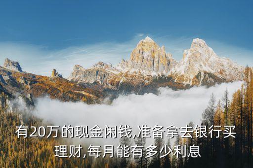 有20萬的現(xiàn)金閑錢,準備拿去銀行買 理財,每月能有多少利息