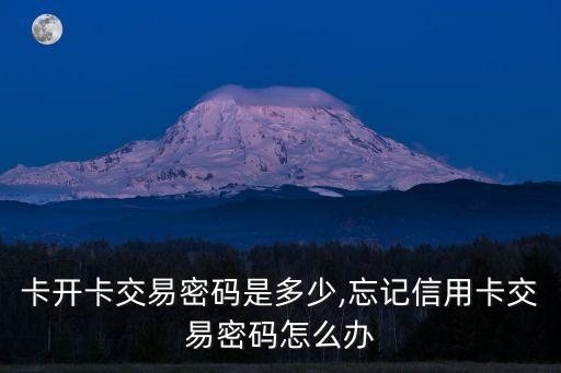 信用卡開卡交易密碼是多少,忘記信用卡交易密碼怎么辦