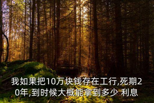我如果把10萬塊錢存在工行,死期20年,到時候大概能拿到多少 利息