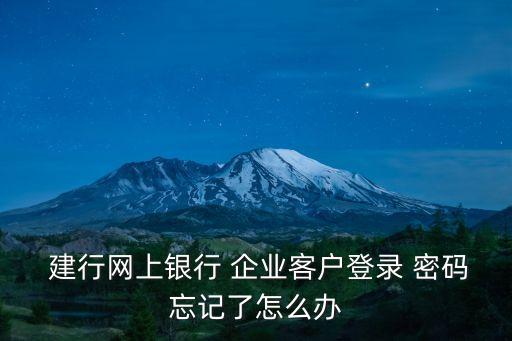  建行網(wǎng)上銀行 企業(yè)客戶登錄 密碼忘記了怎么辦